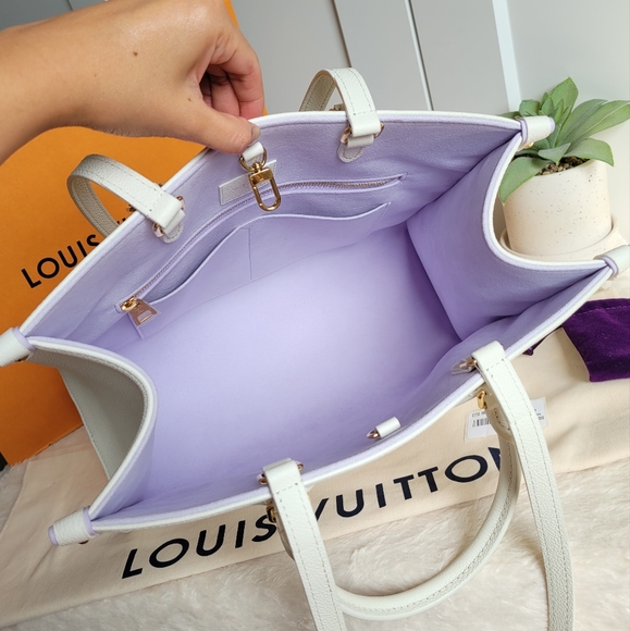 💕STUNNING Louis Vuitton OntheGO Mm EMPREINTE Bubble Tea Latte Lavender FLOWER - Picture 7 of 16